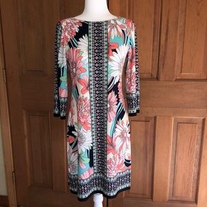London Times Floral Print Knit Dress SZ 8
